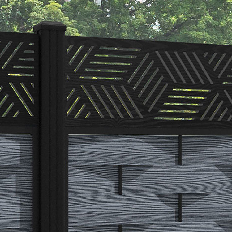 Ripple Cubed Fence Panel - Anthracite - with our aluminium posts