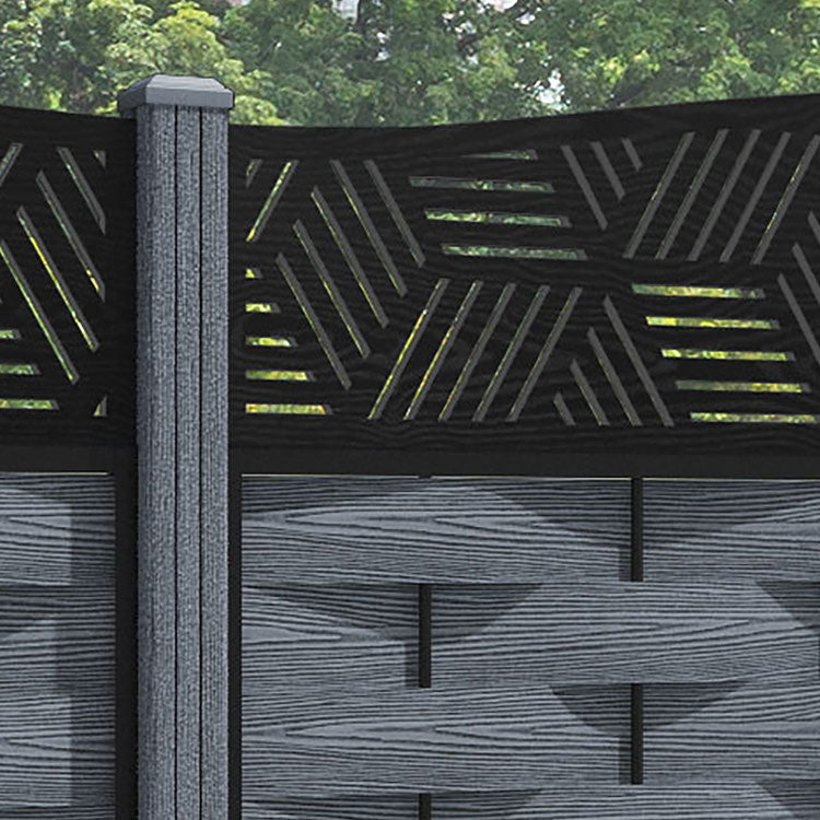 Ripple Cubed Curved Top Fence Panel - Anthracite - with our composite posts