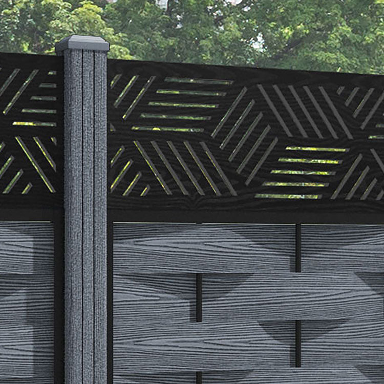 Ripple Cubed Fence Panel - Anthracite - with our composite posts
