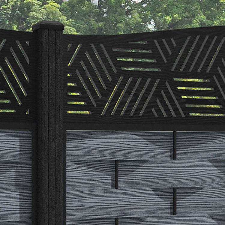 Ripple Cubed Curved Top Fence Panel - Anthracite - with our composite posts