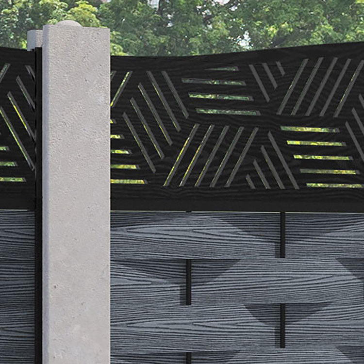 Ripple Cubed Curved Top Fence Panel - Anthracite - for existing concrete posts