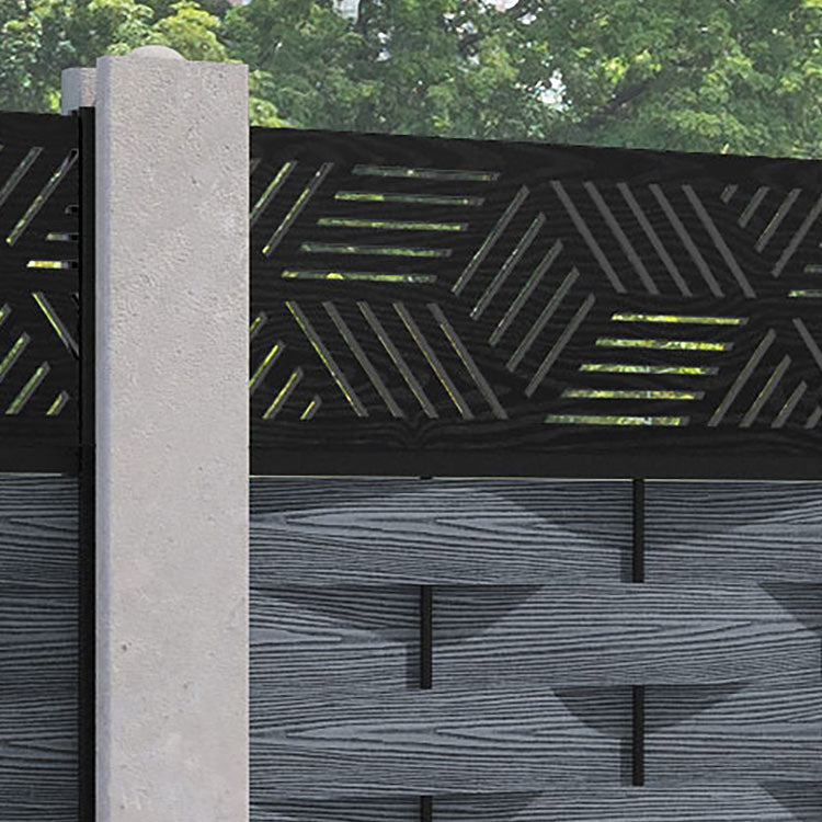 Ripple Cubed Fence Panel - Anthracite - for existing concrete posts