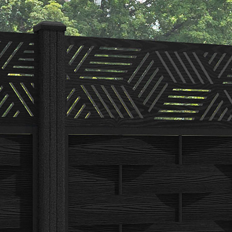 Ripple Cubed Fence Panel - Black - with our composite posts