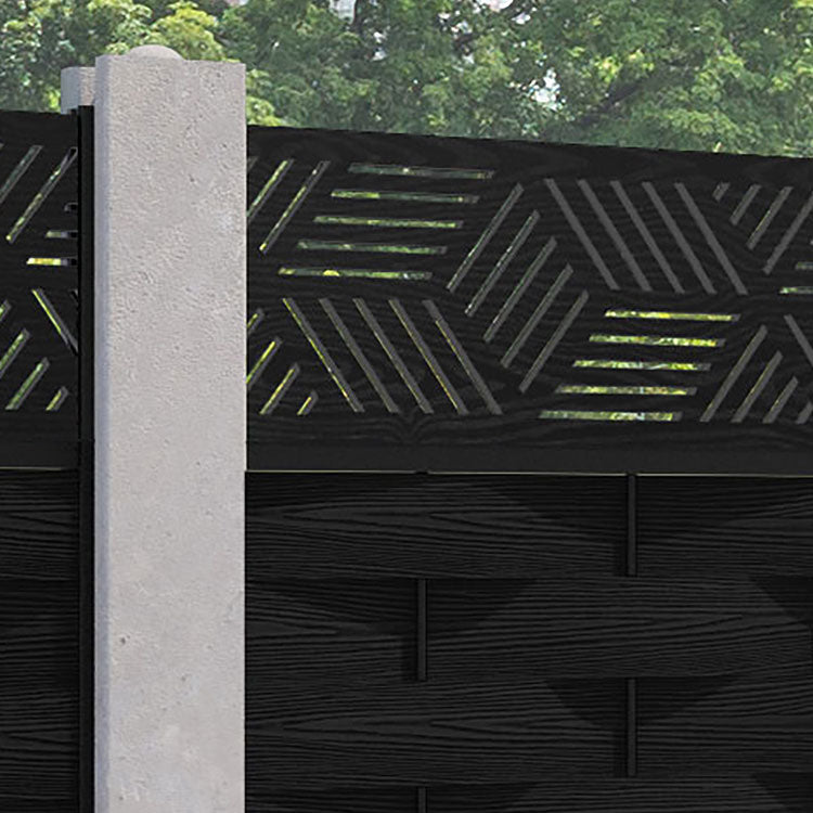 Ripple Cubed Fence Panel - Black - for existing concrete posts