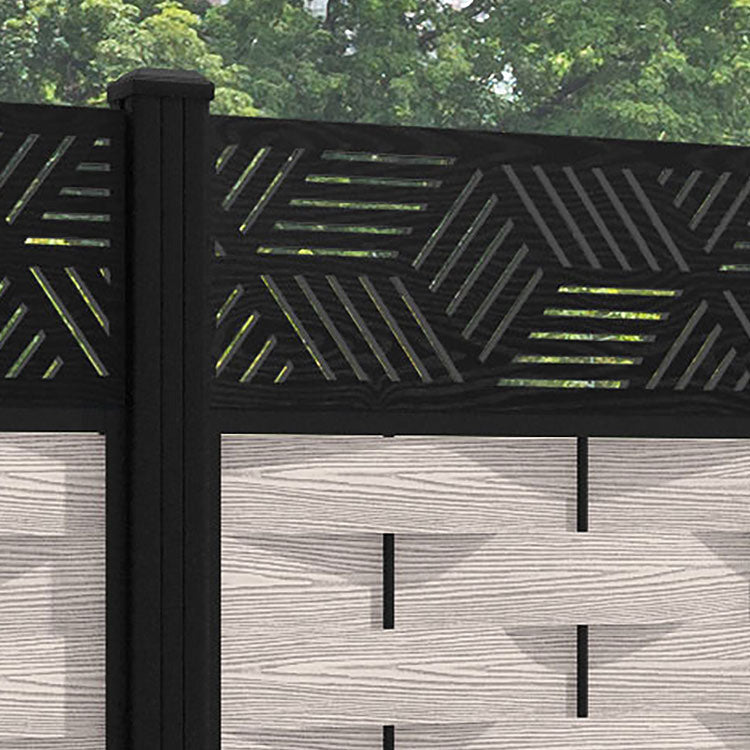 Ripple Cubed Fence Panel - Mid Stone - with our aluminium posts