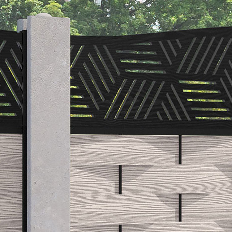 Ripple Cubed Curved Top Fence Panel - Mid Stone - for existing concrete posts