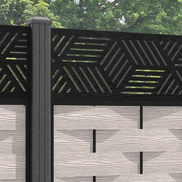 Ripple Cubed Fence Panel - Mid Stone - with our aluminium posts