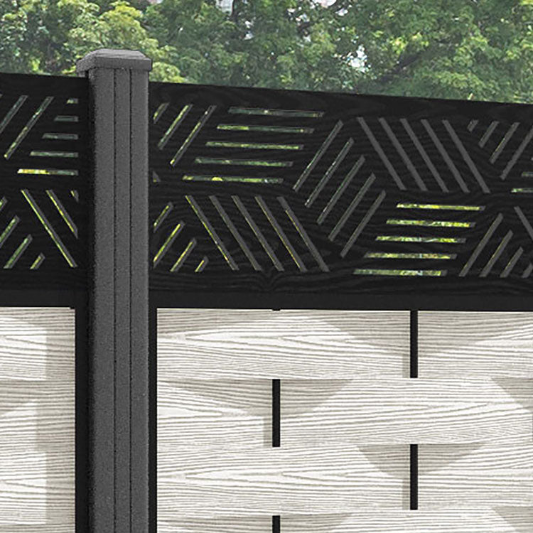 Ripple Cubed Fence Panel - Light Stone - with our aluminium posts