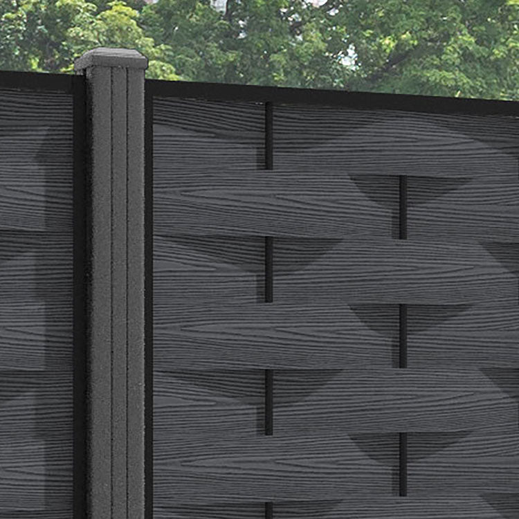 Ripple Fence Panel - Dark grey - with our aluminium posts