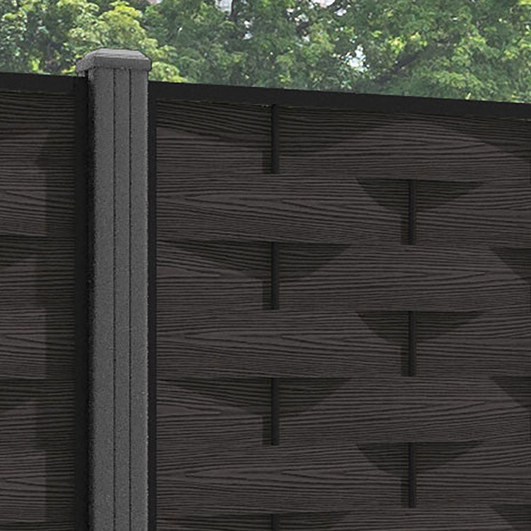 Ripple Fence Panel - Dark Oak - with our aluminium posts