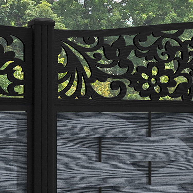 Ripple Eden Curved Top Fence Panel - Anthracite - with our aluminium posts