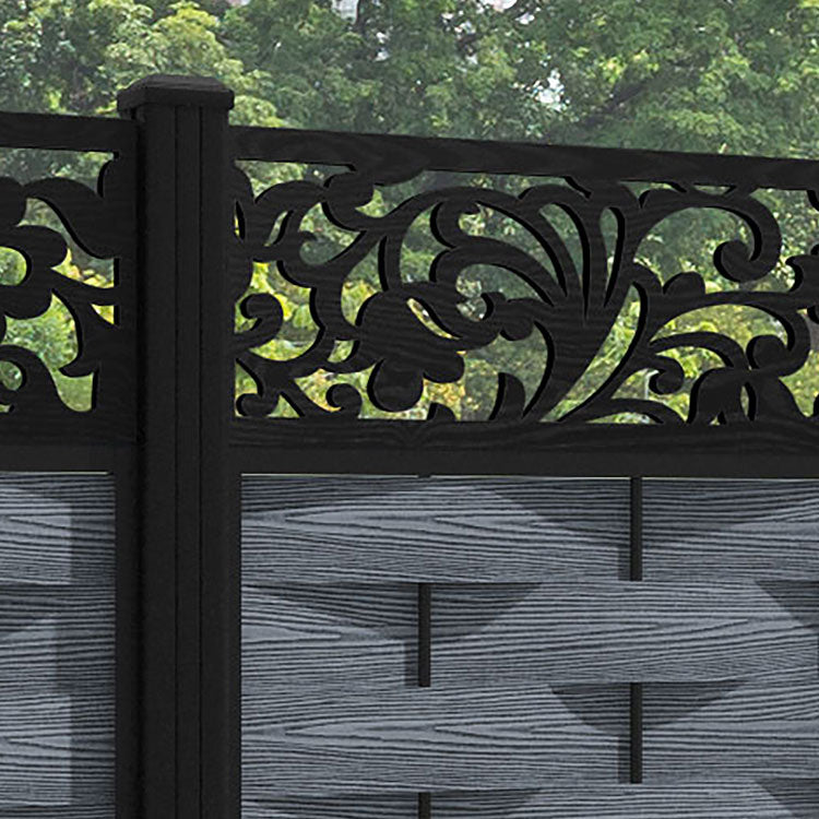 Ripple Eden Fence Panel - Anthracite - with our aluminium posts