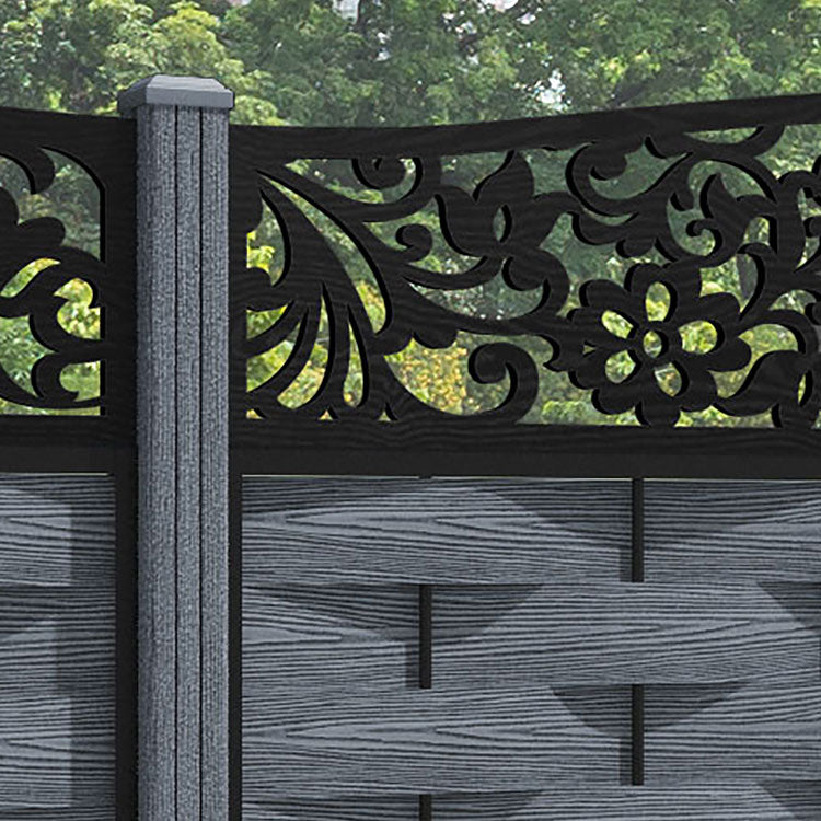 Ripple Eden Curved Top Fence Panel - Anthracite - with our composite posts