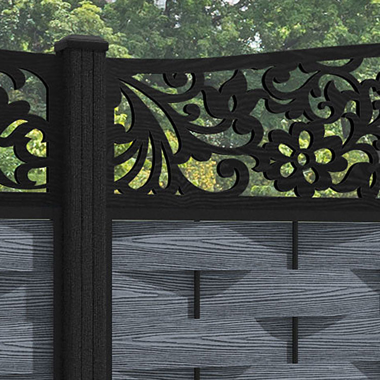 Ripple Eden Curved Top Fence Panel - Anthracite - with our composite posts