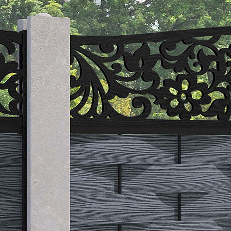 Ripple Eden Curved Top Fence Panel - Anthracite - for existing concrete posts