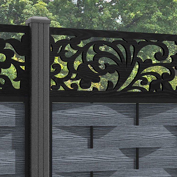 Ripple Eden Fence Panel - Anthracite - with our aluminium posts