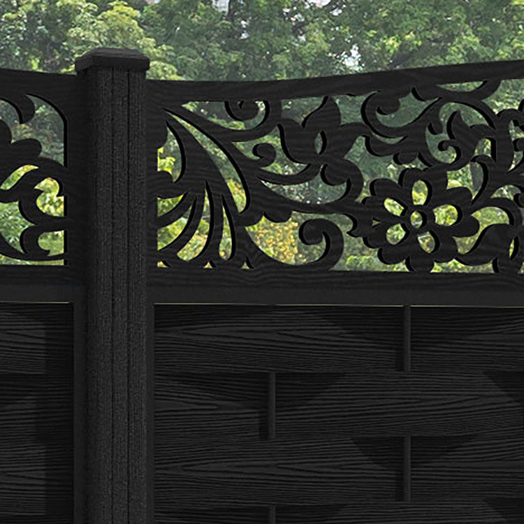 Ripple Eden Curved Top Fence Panel - Black - with our composite posts