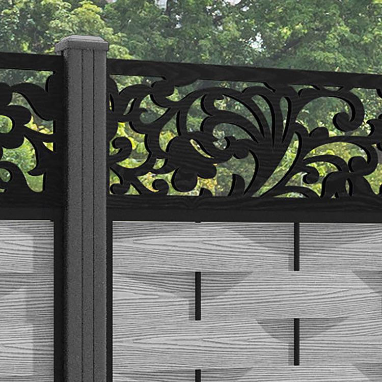 Ripple Eden Fence Panel - Light Grey - with our aluminium posts