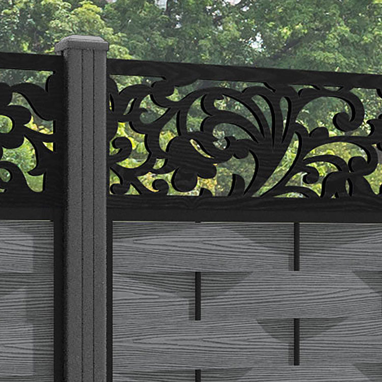 Ripple Eden Fence Panel - Mid Grey - with our aluminium posts