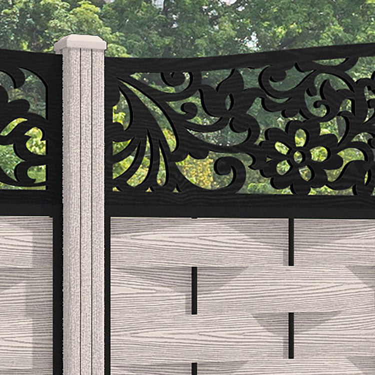 Ripple Eden Curved Top Fence Panel - Mid Stone - with our composite posts