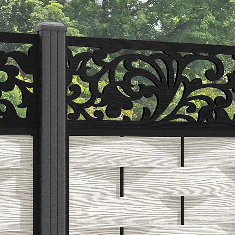 Ripple Eden Fence Panel - Light Stone - with our aluminium posts