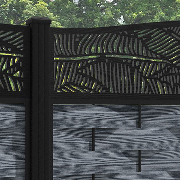 Ripple Feather Curved Top Fence Panel - Anthracite - with our aluminium posts