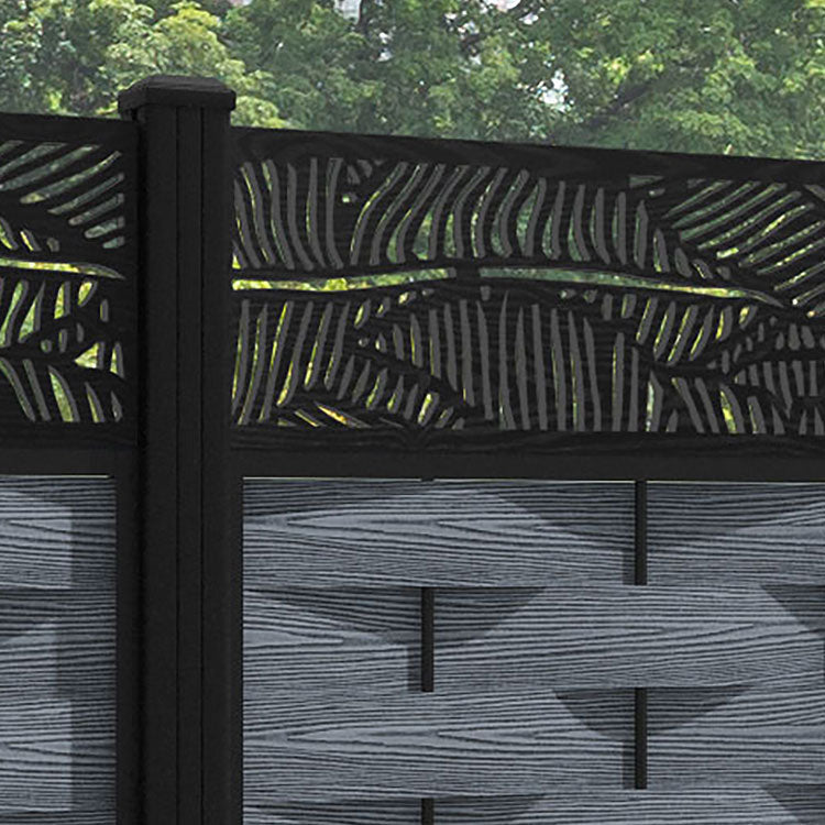 Ripple Feather Fence Panel - Anthracite - with our aluminium posts