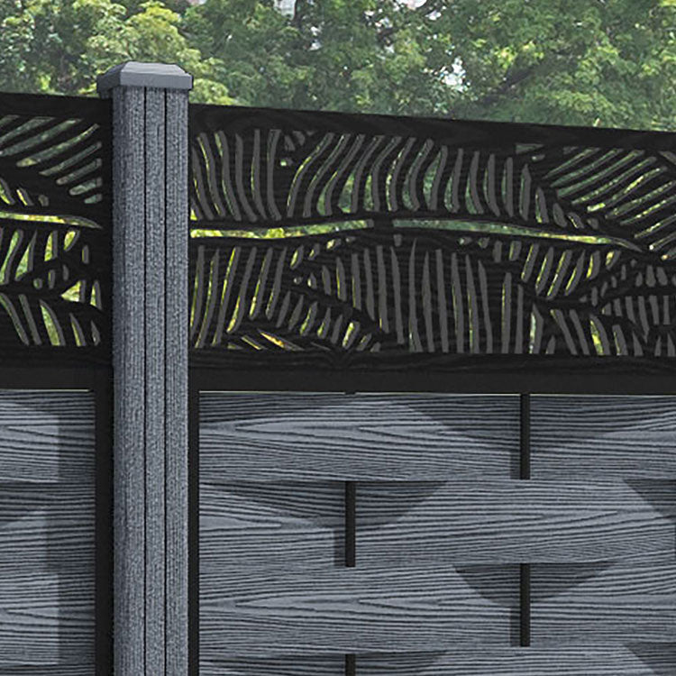 Ripple Feather Fence Panel - Anthracite - with our composite posts