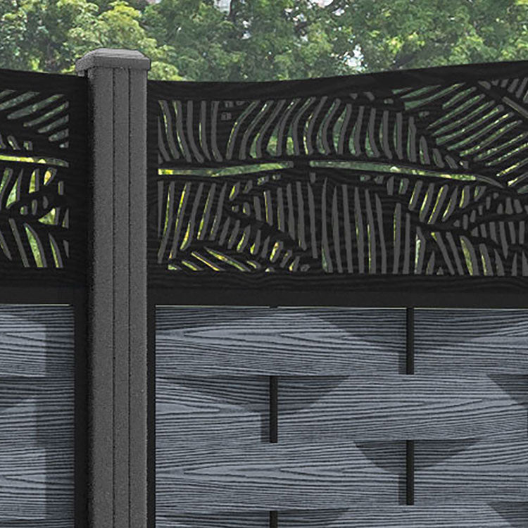 Ripple Feather Curved Top Fence Panel - Anthracite - with our aluminium posts