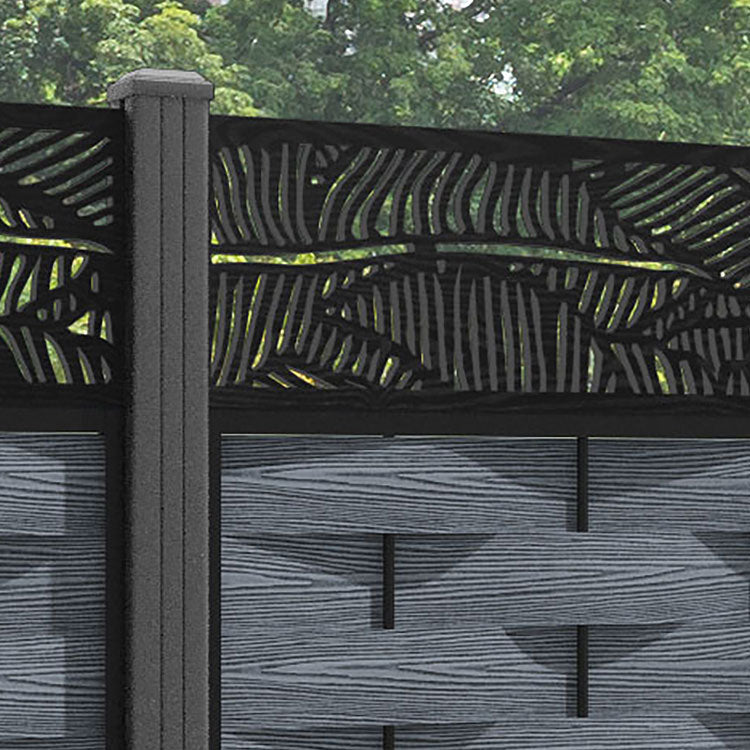Ripple Feather Fence Panel - Anthracite - with our aluminium posts