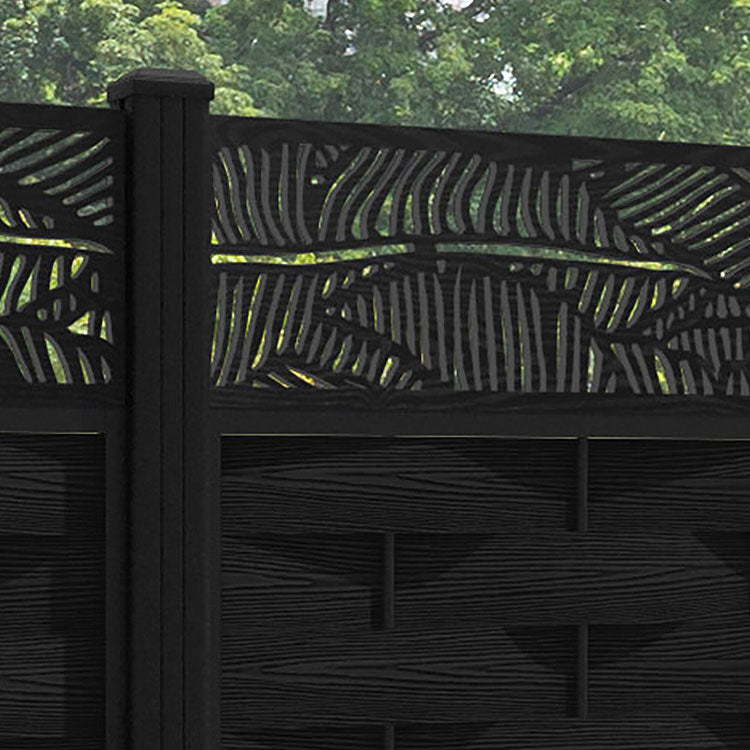 Ripple Feather Fence Panel - Black - with our aluminium posts