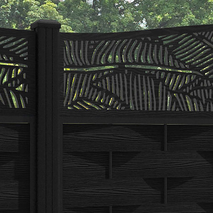 Ripple Feather Curved Top Fence Panel - Black - with our aluminium posts