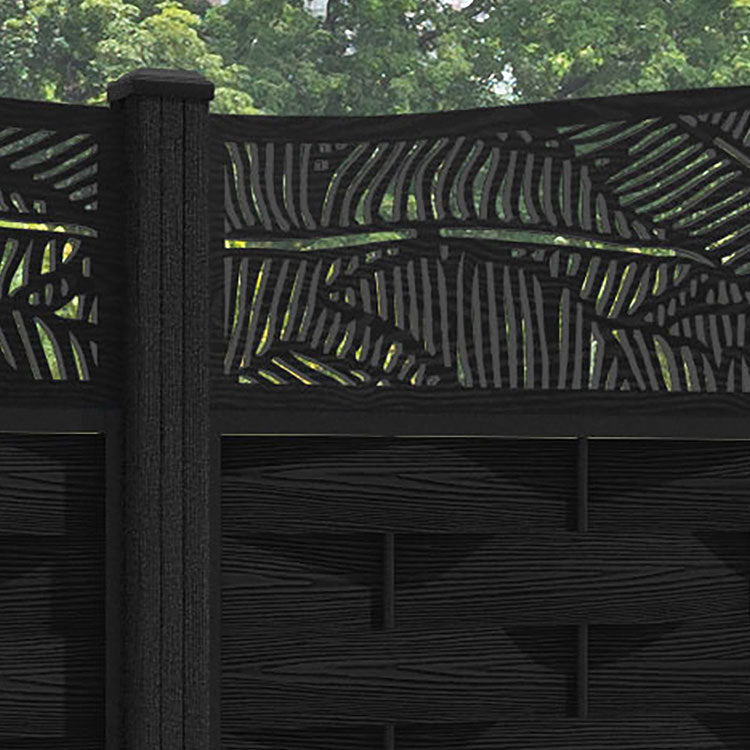 Ripple Feather Curved Top Fence Panel - Black - with our composite posts