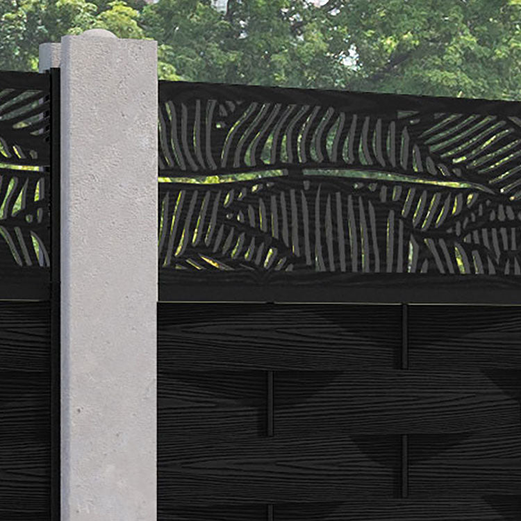 Ripple Feather Fence Panel - Black - for existing concrete posts