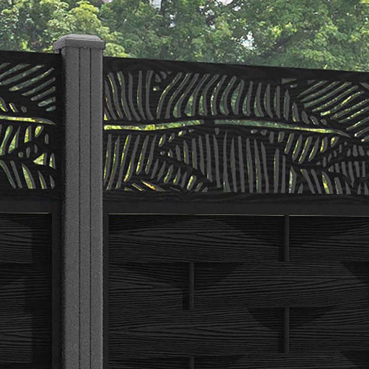 Ripple Feather Fence Panel - Black - with our aluminium posts