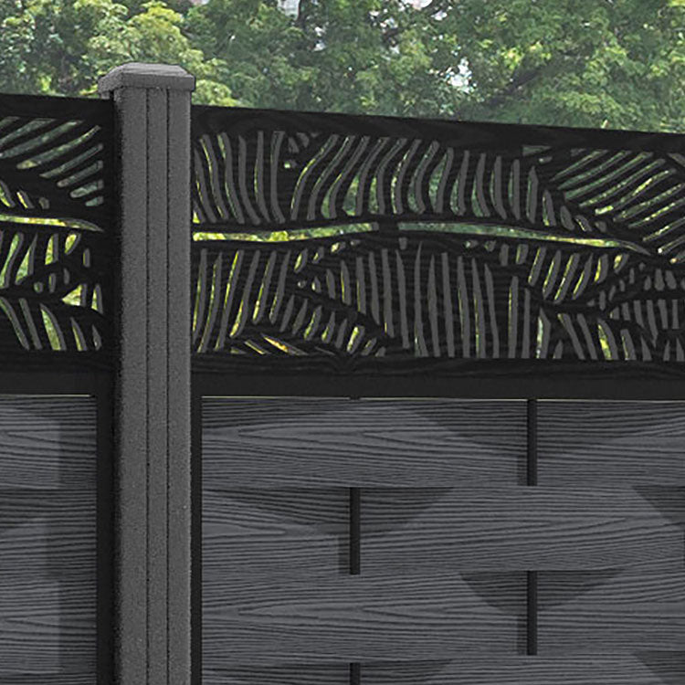 Ripple Feather Fence Panel - Dark Grey - with our aluminium posts