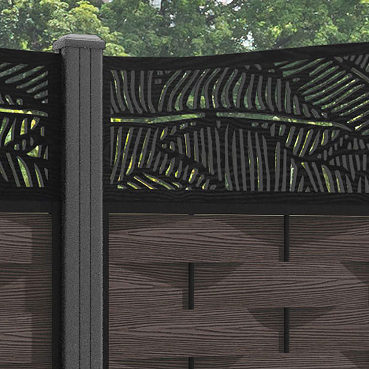 Ripple Feather Curved Top Fence Panel - Mid Brown - with our aluminium posts