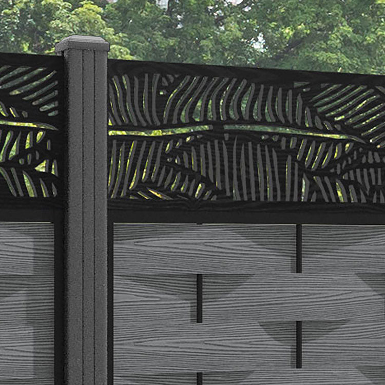 Ripple Feather Fence Panel - Mid Grey - with our aluminium posts