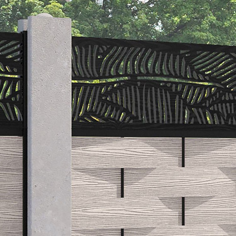 Ripple Feather Fence Panel - Mid Stone - for existing concrete posts
