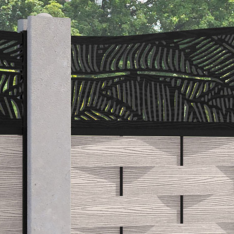 Ripple Feather Curved Top Fence Panel - Mid Stone - for existing concrete posts