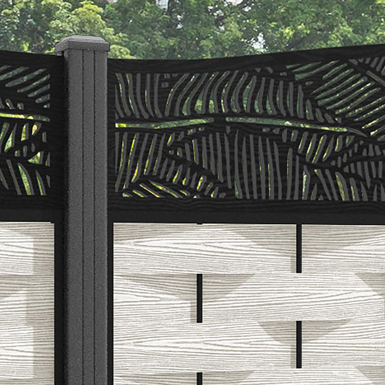 Ripple Feather Curved Top Fence Panel - Light Stone - with our aluminium posts