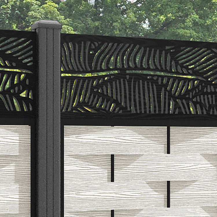 Ripple Feather Fence Panel - Light Stone - with our aluminium posts