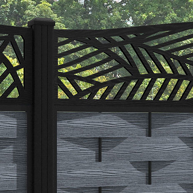 Ripple Habitat Curved Top Fence Panel - Anthracite - with our aluminium posts