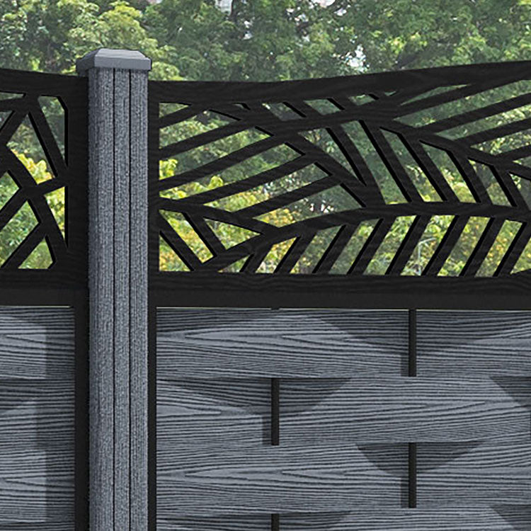 Ripple Habitat Curved Top Fence Panel - Anthracite - with our composite posts