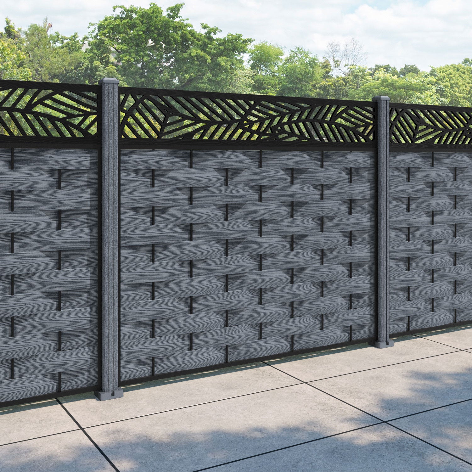 Ripple Habitat Fence Panel - Anthracite - with our composite posts