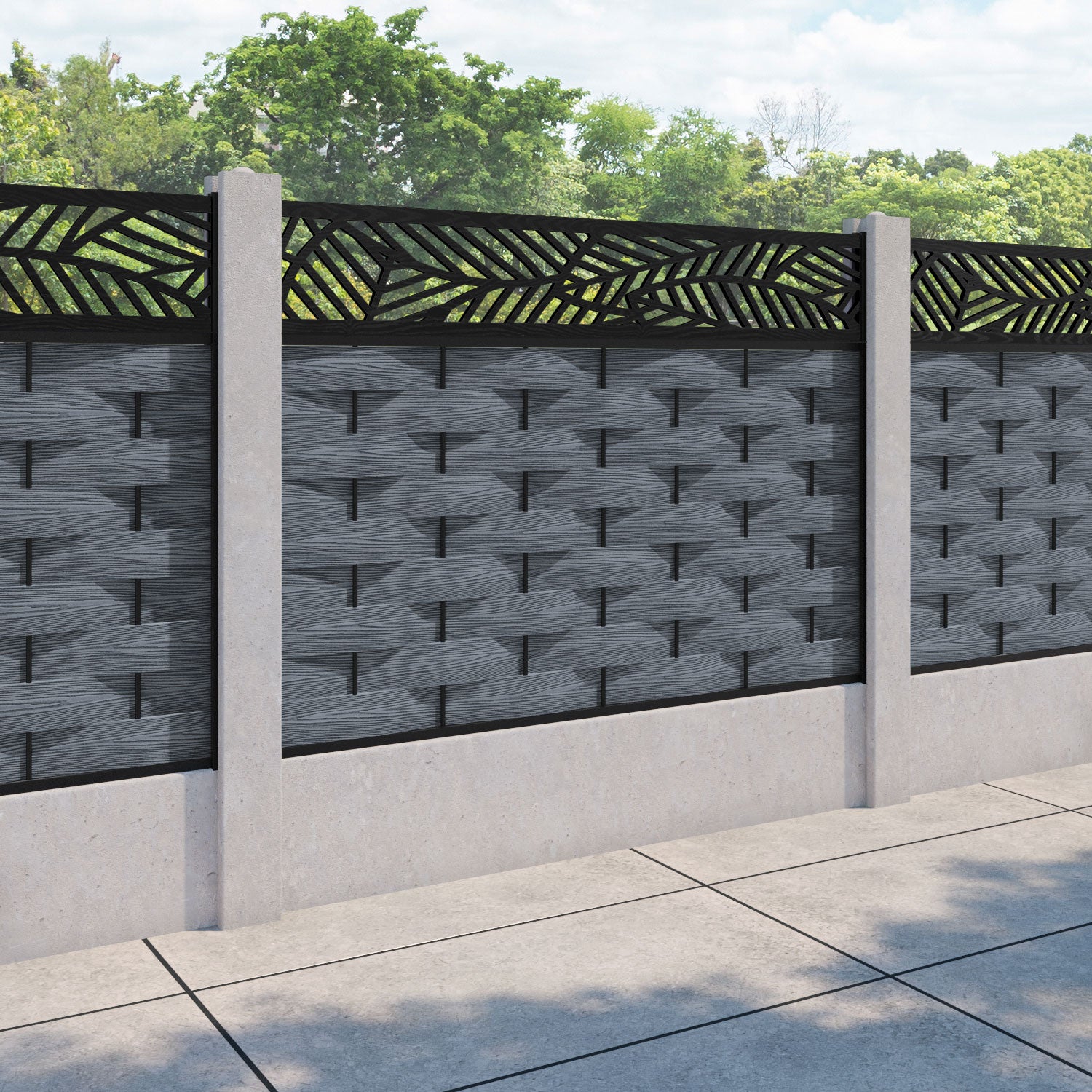 Ripple Habitat Fence Panel - Anthracite - for existing concrete posts
