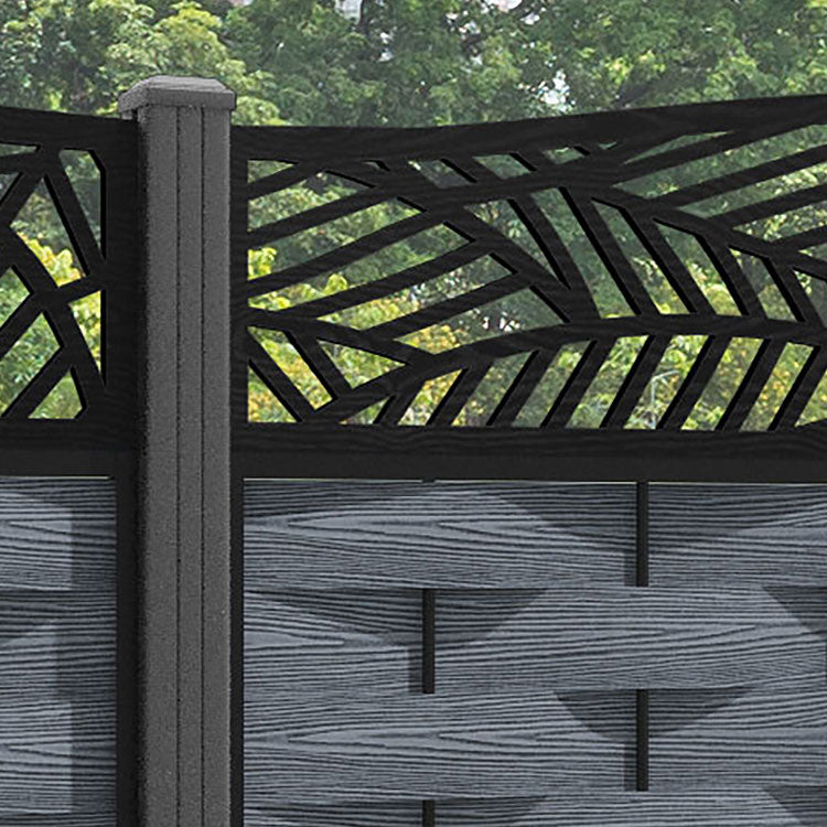 Ripple Habitat Curved Top Fence Panel - Anthracite - with our aluminium posts