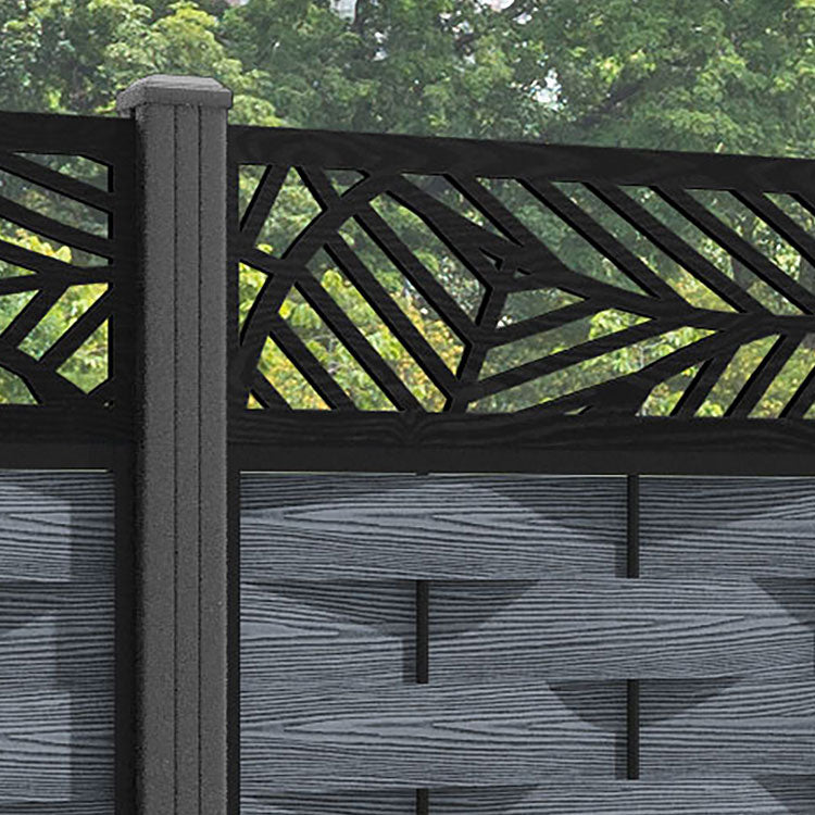 Ripple Habitat Fence Panel - Anthracite - with our aluminium posts