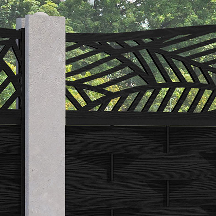Ripple Habitat Curved Top Fence Panel - Black - for existing concrete posts