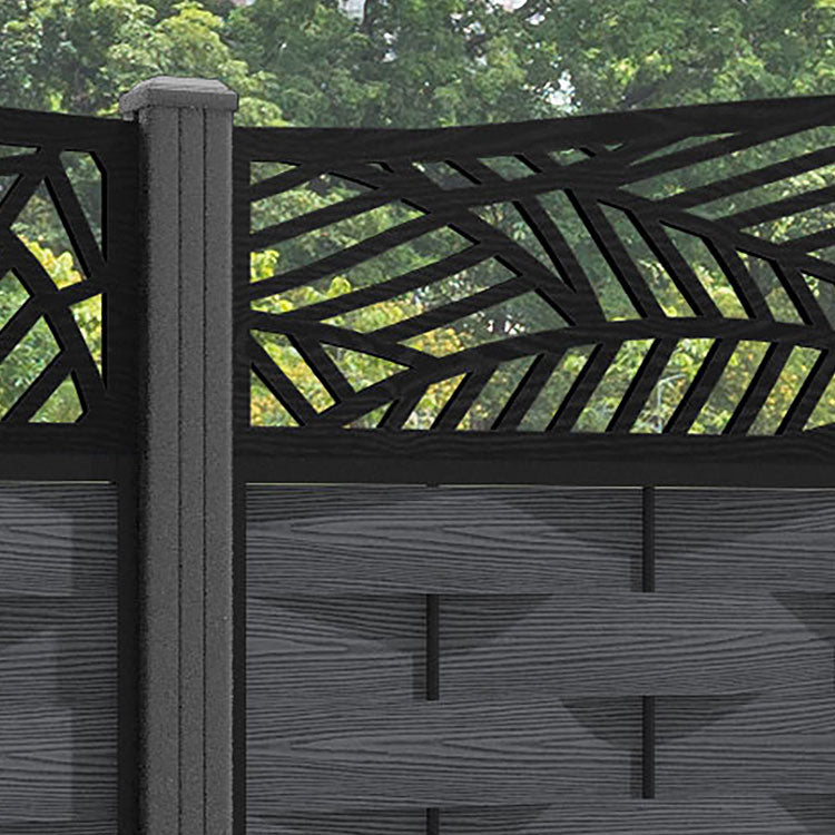 Ripple Habitat Curved Top Fence Panel - Dark Grey - with our aluminium posts